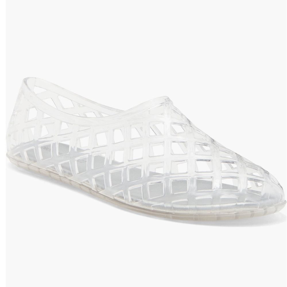 Jeffrey Campbell Jelz Slip on Clear Lattice Jelly Slip-On Flats - Women